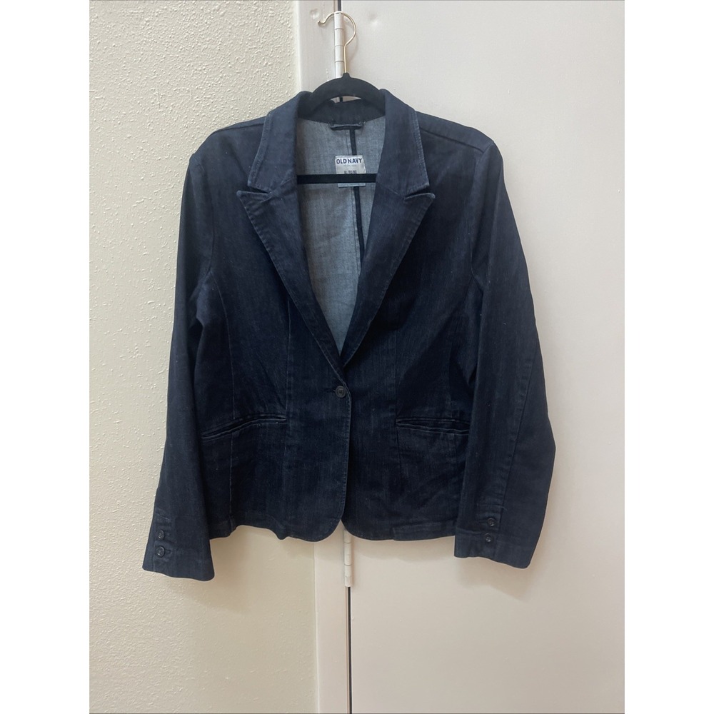 Vintage Old Navy Denim Blazer Women's XL Dark Wash Button Pockets